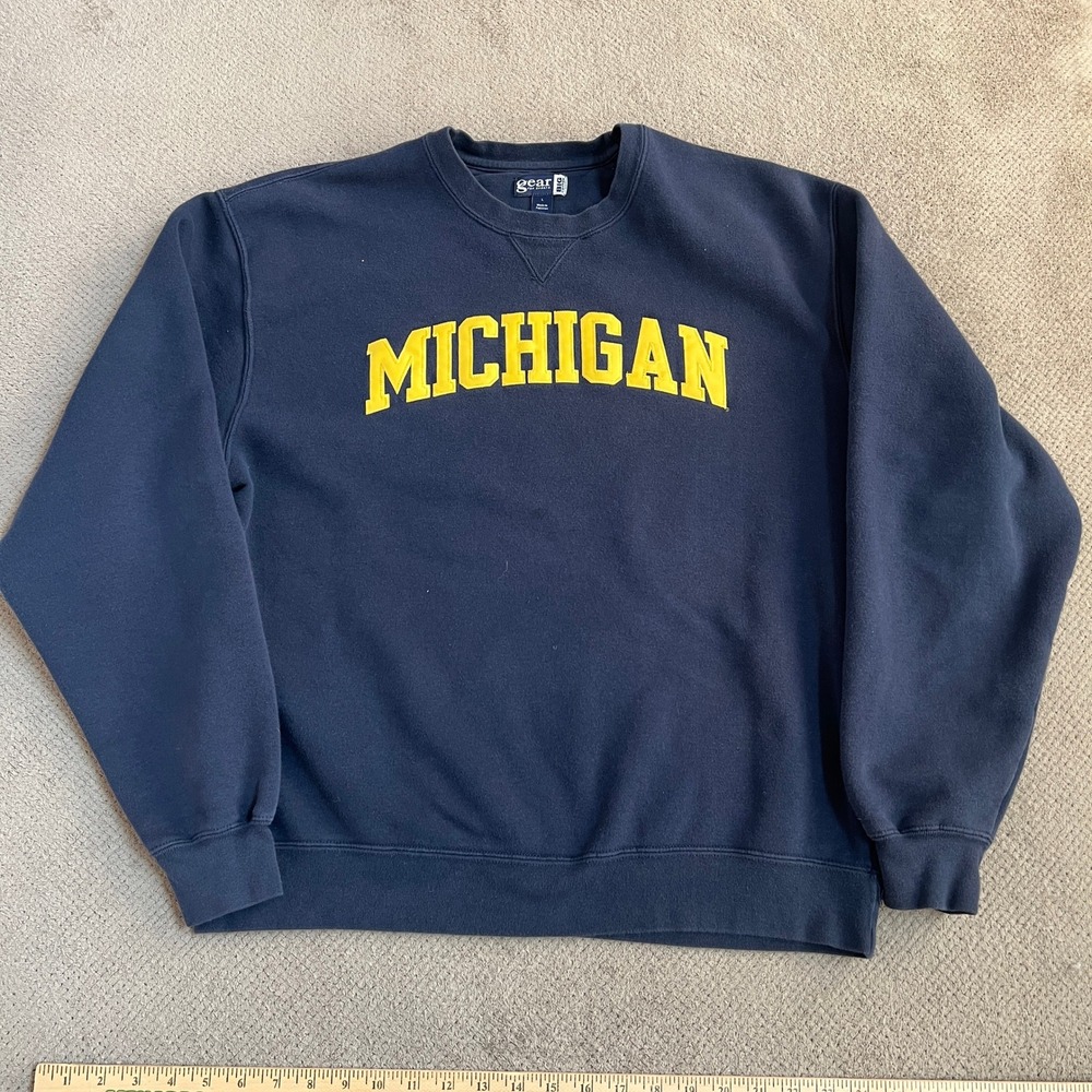 Vintage 2000s Michigan Wolverines Gear For Sports Crewneck Sweatshirt Navy L